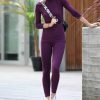 Women * | Outlet 42Pops Eggplant Mock Neck Long-Sleeve Top & Leggings Women