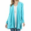 Women * | Wholesale 42Pops Ice Blue Slouchy Pocket Open Cardigan Women