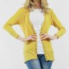 Women * | Coupon 42Pops Bright Golden Wasabi Long-Sleeve Snap-Button Cardigan Women