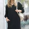 Women * | Cheap 42Pops Black V-Neck Pocket Sweatshirt Dress Women