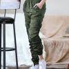 Women * | Best Deal 42Pops Army Green Ruched Elastic-Waist Zip-Cuff Pocket Joggers Women