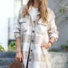 Women * | Outlet 42Pops Khaki Check Curved-Hem Pocket Shacket Women