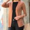 Women * | Cheap 42Pops Butter Orange Snap-Front Three-Quarter Sleeve Cardigan Women