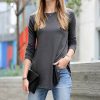 Other * | New 42Pops Ash Gray Crewneck Long-Sleeve Round-Hem Top Women