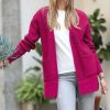 Women * | Flash Sale 42Pops Magenta Waffle Side-Slit Pocket Open Cardigan Women