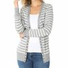 Women * | Brand New 42Pops Heather Gray & Ivory Stripe Snap-Front Cardigan Women