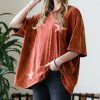 Other * | Buy 42Pops New Brick Star Print Mineral Wash V-Neck Oversize Boyfriend Tee Women