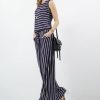 Women * | Top 10 42Pops Navy & Ivory Stripe Sleeveless Pocket Jumpsuit Women