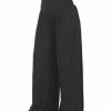 Women * | Outlet 42Pops Black Smocked-Waist Wide-Leg Pants Plus