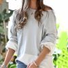 Women * | Best Deal 42Pops Gray & White Color Block Crewneck Sweater Women