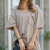 Other * | Outlet 42Pops Ash Mocha Raw-Edge Pocket Boyfriend Tee Women