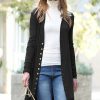 Women * | Best Sale 42Pops Black V-Neck Snap-Up Longline Cardigan Women