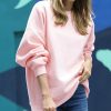 Women * | Deals 42Pops Cream Mauve Drop-Shoulder Crewneck Oversize Sweatshirt Women & Plus