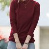 Women * | Outlet 42Pops Dark Burgundy Slim-Fit Mock Neck Long-Sleeve Top Women