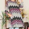 Women * | Cheapest 42Pops Purple & Black Abstract Three-Quarter Sleeve A-Line Dress Women