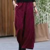 Women * | Best Deal 42Pops Dark Burgundy Corduroy Pocket Wide-Leg Pants Women