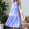 Women * | Discount 42Pops Spring Blue Sleeveless Tiered Midi Dress Women