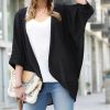 Women * | Best Sale 42Pops Black Shoulder-Pleat Chiffon Open Cardigan Women