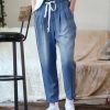 Women * | Brand New 42Pops Dark Chambray Drawstring Pocket Paper Bag Pants Women