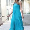 Women * | Budget 42Pops Ice Blue Two-Tier Scoop Neck Sleeveless Midi Dress Women