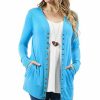 Women * | Best Reviews Of 42Pops Deep Sky Rib-Hem Snap-Front Cardigan Women