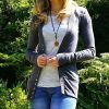 Women * | Best Deal 42Pops Charcoal Ribbed Snap Cardigan Women