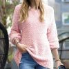 Women * | Best Deal 42Pops Dusty Pink Popcorn-Texture Crewneck Bishop-Sleeve Sweater Women