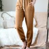 Women * | Best Sale 42Pops Deep Camel Pigment-Dye Drawstring-Waist Pocket Joggers Women