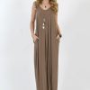 Women * | Flash Sale 42Pops Mocha V-Neck Pocket Maxi Dress Women