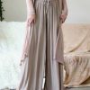 Women * | New 42Pops Ash Mocha Drawstring Pleated Wide-Leg Pants Women