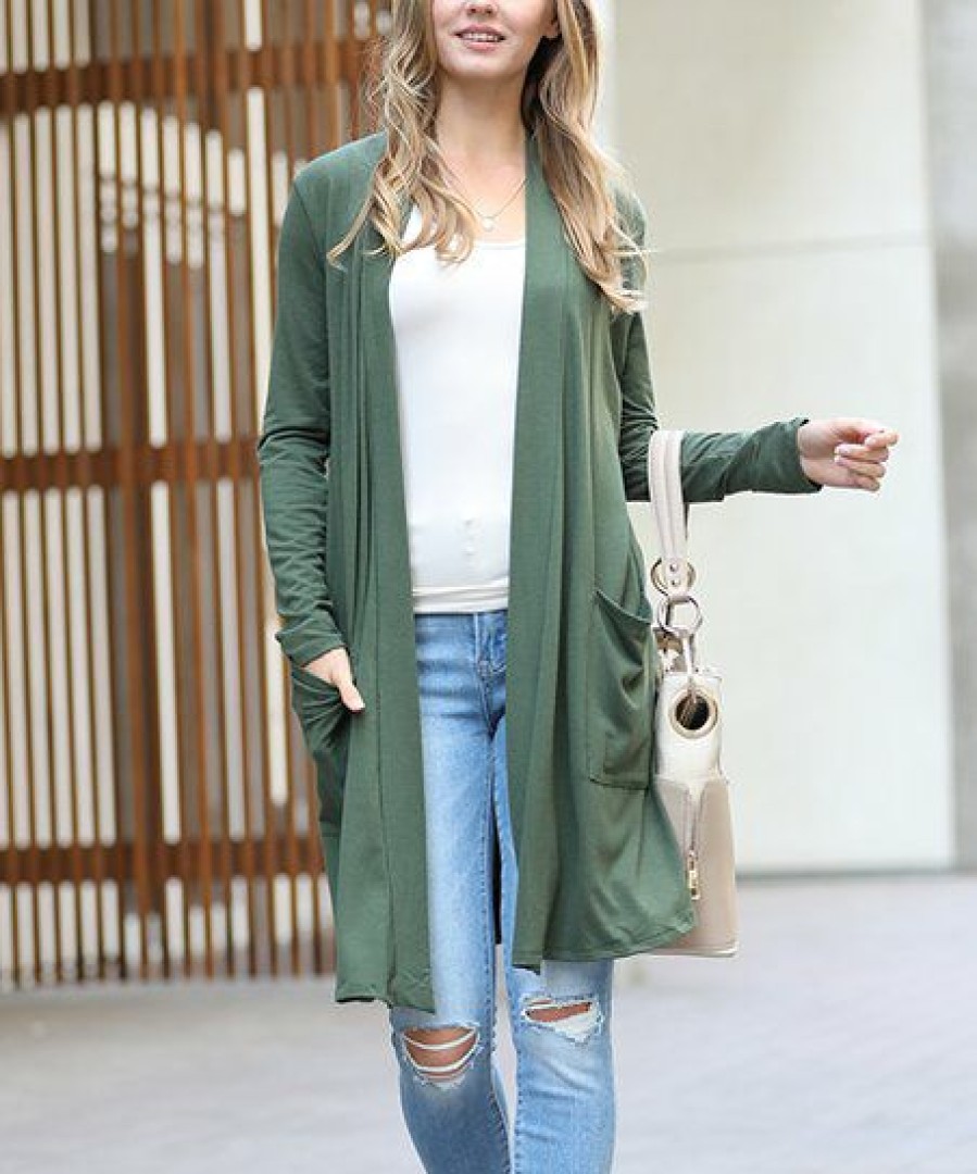 Women * | Brand New 42Pops Army Green Slouchy Pocket Duster Women