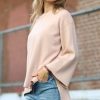 Women * | Cheapest 42Pops Dusty Blush Crewneck Bell-Sleeve Hi-Low Sweater Women