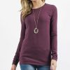 Other * | Top 10 42Pops Eggplant Crewneck Long-Sleeve Top Women