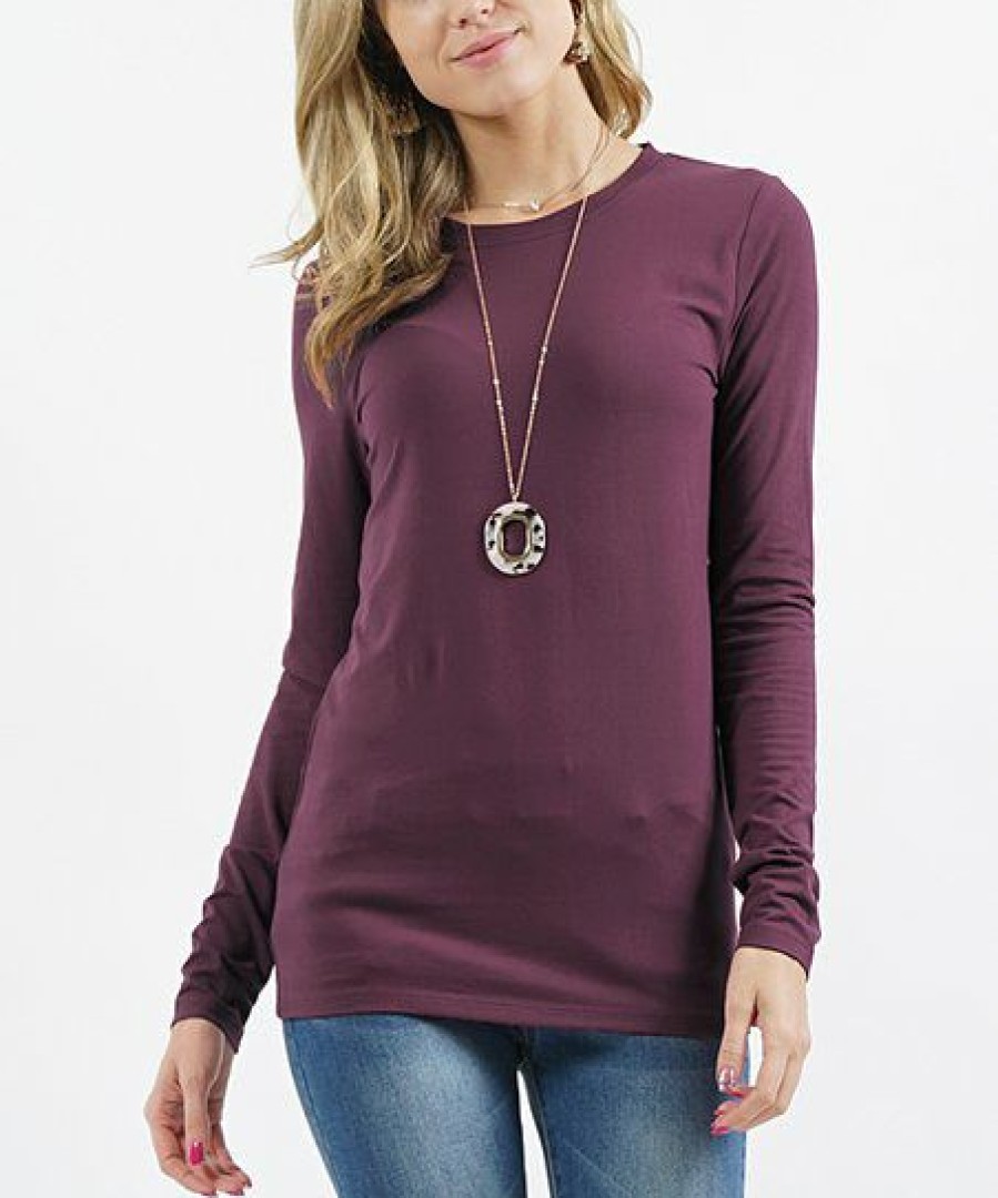 Other * | Top 10 42Pops Eggplant Crewneck Long-Sleeve Top Women