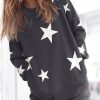 Women * | Promo 42Pops Ash Gray & Ivory Star Crewneck Long-Sleeve Pocket Sweatshirt Women