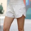 Women * | Best Deal 42Pops Bone Smocked-Waist Curved-Hem Pocket Shorts Women