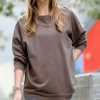 Women * | Promo 42Pops Mocha French Terry Crewneck Raglan Sweatshirt Women