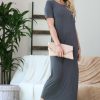 Women * | Promo 42Pops Ash Gray Round Neck Short-Sleeve Maxi Dress Women