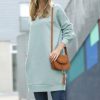 Women * | Best Pirce 42Pops Light Green V-Neck P Ocket Oversized Sweatshirt Women