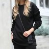 Women * | Coupon 42Pops Black Crewneck Pocket Sweatshirt Women