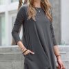 Women * | Budget 42Pops Ash Gray Boatneck Long-Sleeve Pocket Tunic Women