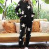 Women * | Cheapest 42Pops Black & Ivory Star Crewneck Sweatshirt & Pocket Joggers Women