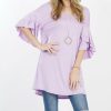 Women * | Outlet 42Pops Lilac V-Neck Ruffle-Sleeve Tunic Women