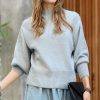 Women * | Deals 42Pops Heather Blue Gray Mock Neck Puff-Sleeve Sweater Women