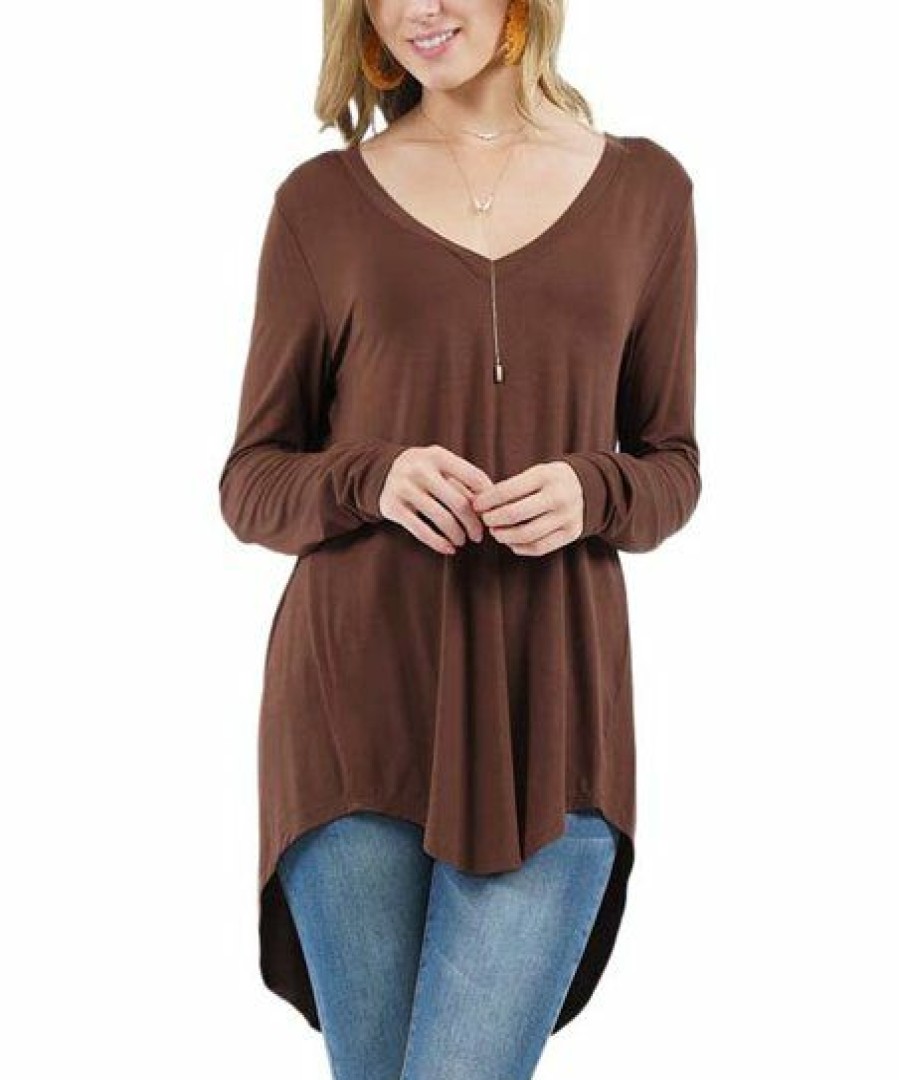 Other * | Top 10 42Pops Americano V-Neck Long-Sleeve Dolphin-Hem Top Women