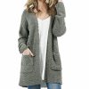 Women * | Outlet 42Pops Light Olive Popcorn Pocket Open Cardigan Women