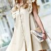 Women * | Coupon 42Pops Latte Flutter-Sleeve Shirt Dress Women