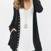 Women * | Hot Sale 42Pops Black Snap-Button Open Pocket Cardigan Women