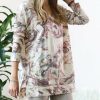 Other * | Flash Sale 42Pops Dry Pink Marbled V-Neck Long-Sleeve Top Women