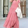 Women * | Best Pirce 42Pops Ash Rose Tiered Scoop Neck Short-Sleeve Maxi Dress Women